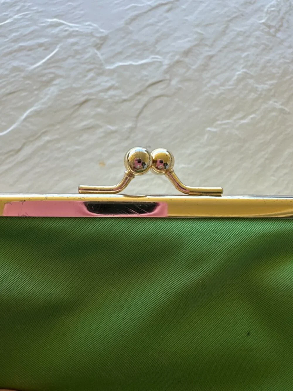 VTG Dooney & Bourke Green Nylon Kiss Lock Coin Purse Cosmetic Pouch